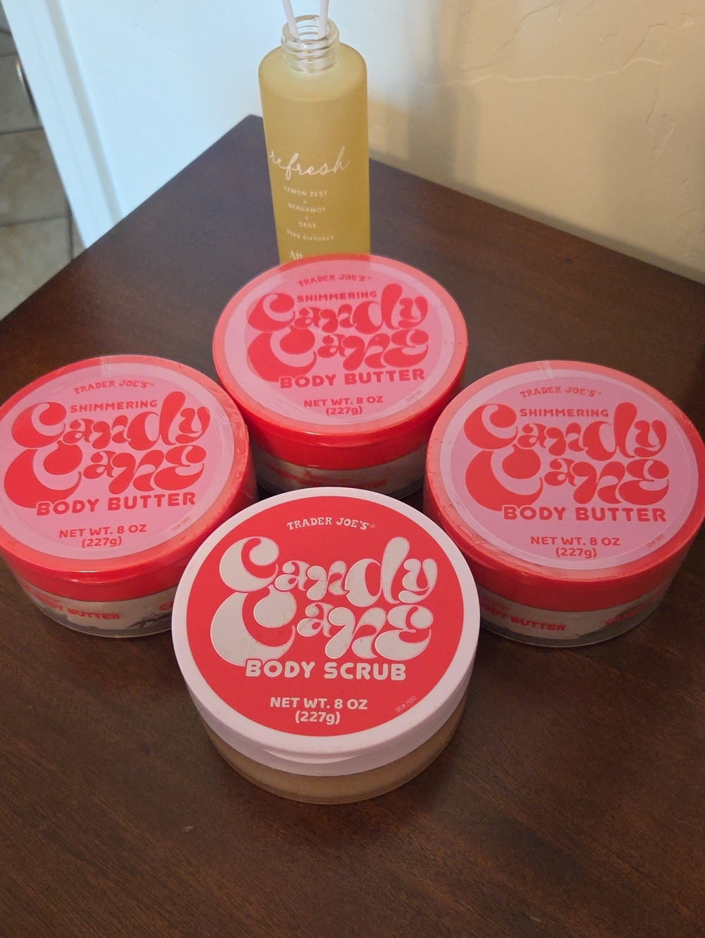 Set Of 3 Candy Cane Shimmering Body Butter & 1 Body Scrub